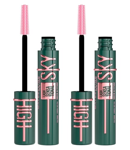 Maybelline New York Sky High Lash Sensational Mascara Farbe Green Altitude Volumengebende und verlängerende flexible Bürste mit Fasern und Bambus-Extrakt - 2 Mascara