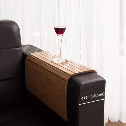 4. Bild von GEHE Bamboo Sofa Arm Tray- Flexible/Foldable Couch Arm Tray Armrest Table, Rollable Side Table Perfect for Drink, Snacks, Phone, Control (16.5" L x 13.25" W x 0.4" H, Natural Bamboo)