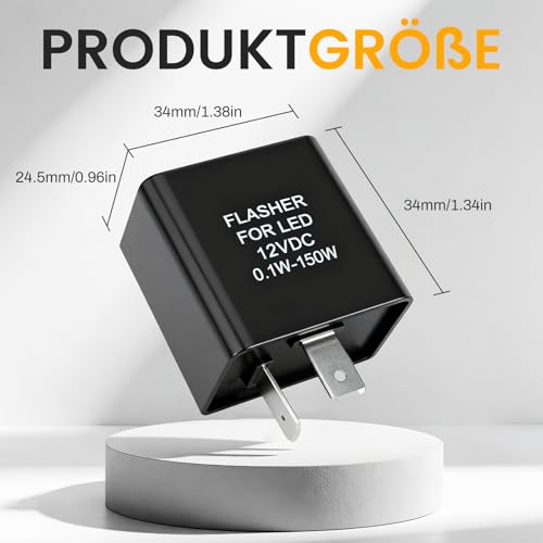 Universal 2-Poliges 12V Blinkerrelais,Lastunabhängig für Motorrad & Auto, Stabilisiert Blinkfrequenz für LED/Halogen