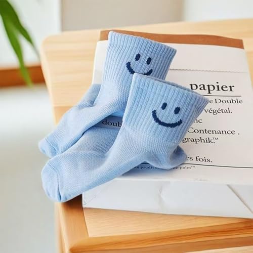 Baby Toddler Coton Socks with Smiley Faces，Boys Girls Breathable Mesh Thin Summer Kids Ankle Socks,5 Pack3