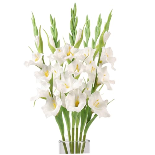 Glaïeul, 6 pièces de fleurs artificielles de glaïeul, 22 pouces hauteur, fleurs artificielles réalistes pour vase, fausse fleur réaliste pour la décoration...