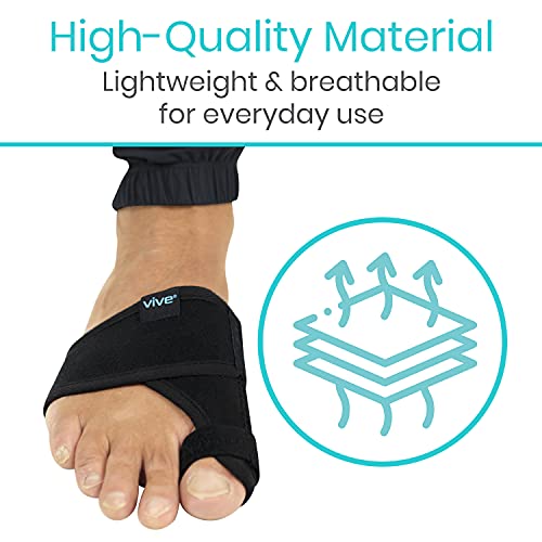 Vive Bunion Corrector For Women & Men (Pair) - Big Toe Brace Straightener With Splint - Hallux Valgus Pad With Adjustable Strap, Joint Pain Relief, Alignment Treatment, Hammer Toe Separator - Orthopedic Sleeve Foot Wrap Support (Black) #TOP6