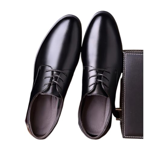 Leather Shoes British Korean Style Black Pointed Toe Trendy Men's Business Casual Shoes Soft Sole Soft Surface Men's Shoes Oxfords(P69Brown,8)2