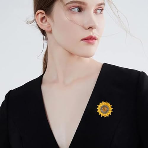 Image of Honbay 4PCS Sparkling Rhinestones Sunflower Brooch Pins Enamel Alloy Flower Bee Brooches Daisy Breastpin Lapel Pins Hat Scarf Shawl Sweater Cardigan Clips