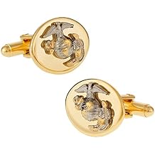 Cuff-Daddy Gold Silver USMC Marine Corp Eagle, Globe & Anchor Cufflinks for Officer with Presentation Box