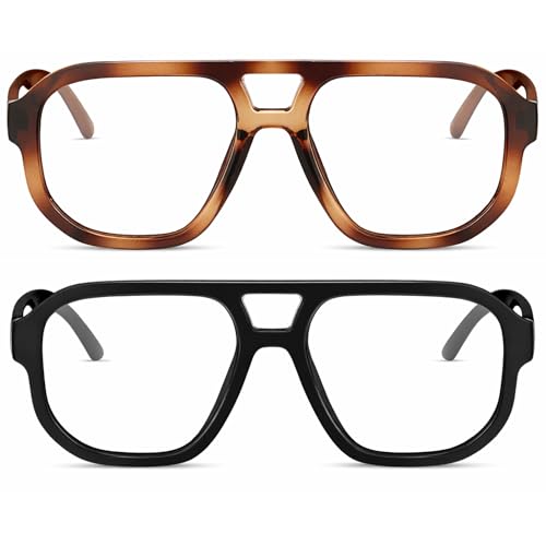 Image of livho Retro Aviator Blue Light Blocking Glasses for Women Men with Soft Case, Trendy Rectangle Computer Eyeglasses