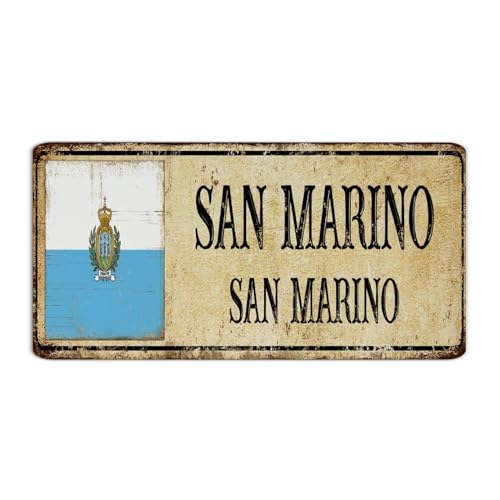 Plaque en métal rustique Saint-Marin Saint-Marin pour garage, souvenir national, décoration de chambre pour homme, plaque en métal pour porte d'entrée, bureau, terrasse 15,2 x 30,5 cm