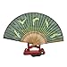 Silk Składany Wentylator Chiński Vintage Styl Handheld Wentylator Z Eleganckimi Tassel Kobiet Bambusa Ręka Mienia Wentylatory Dla Dekoracji Ściennej (Color : Green)