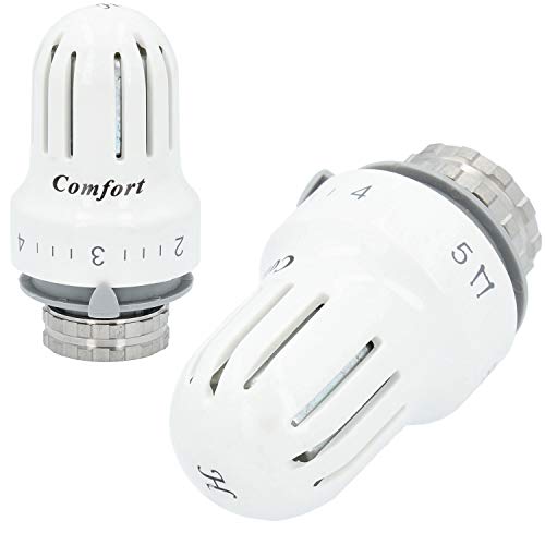 HYDROLAND Heizkörper Thermostatkopf mit Blockade M30 x 1,5 Weiß Comfort | Thermostat Heizung Thermostatventile Heizkörperthermostat Heizkörper Ventil Adapter Heizungsventil Heizungsthermostat Cover