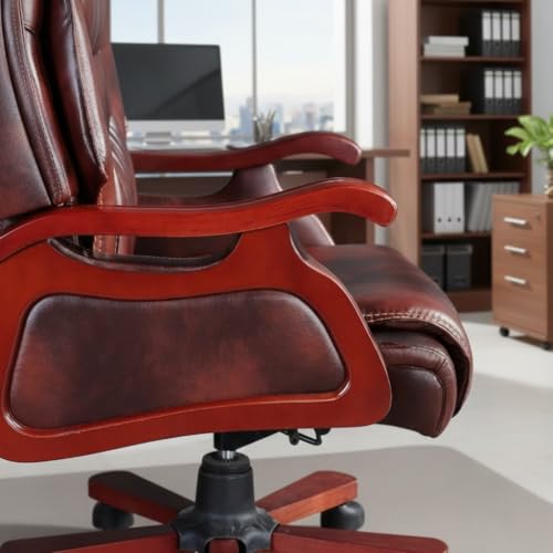 Image of Lakdi The Furniture Director & Executive Chair for Office Modern Design Made in Plyboard with Leatherette & Recliner & Height Adjustable & Fixed armrest and Revolving Chair - 111011323 Brown
