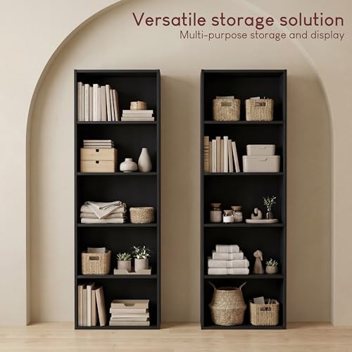Estantería Oxford Cube de madera negra librería modular de 5 baldas 6