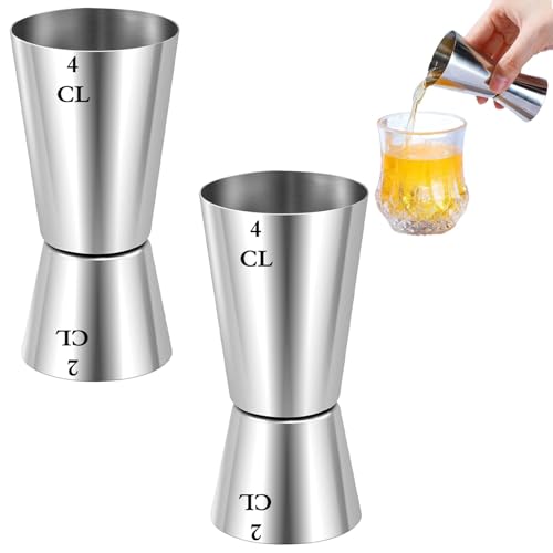 SOGHO Lot de 2 verres doseurs à cocktail en acier inoxydable 2 cl et 4 cl