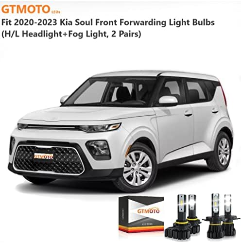 GTMOTO for 2020 2021 2022 Kia Soul Headlights and Fog Lights LED Bulbs Combo, Custom Plug-N-Play 6000K Cool White LED Conversion Kit, 4-Pack
