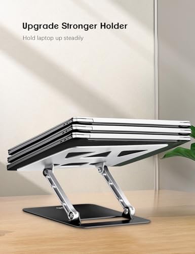 Image of Aoviho Adjustable Laptop Stand for Desk,Portable Laptop Stand Holder and Riser,Foldable Aluminum Notebook Computer Stands for MacBook Air Pro HP Lenovo Dell Samsung, 10-15.6 inch (Silver-Gray-Black)