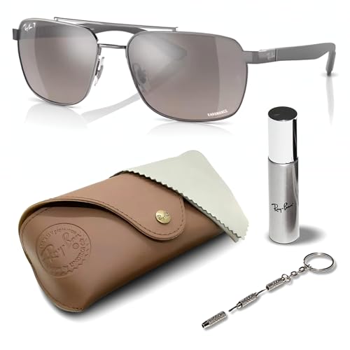 Ray-Ban RB3701 Rectangle Shaped Sunglasses for Men & Women with Official RAYBAN Eyewear Kit