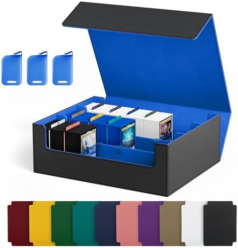 UAONO Sammelkarten-Aufbewahrungsboxen für 1800+ Karten, Premium Magnetic Deck Boxen, Leather Deck Case mit Trennwänden, Spielkarten Deck Boxe für TCG MTG YuGiOh Karten (Schwarz und