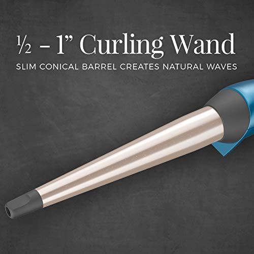 Remington Pro Professional Curling Wand, ½" - 1" Conical Barrel Curling Iron, Titanium Ceramic, Blue, Ci96W2 #TOP2