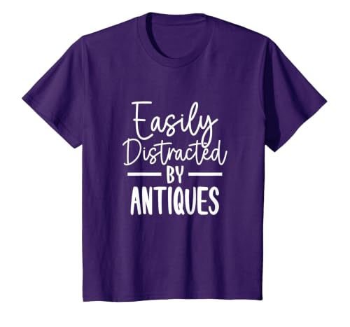 Easily Distracted by Antiques T-Shirt, Youth, Purple, X-Small