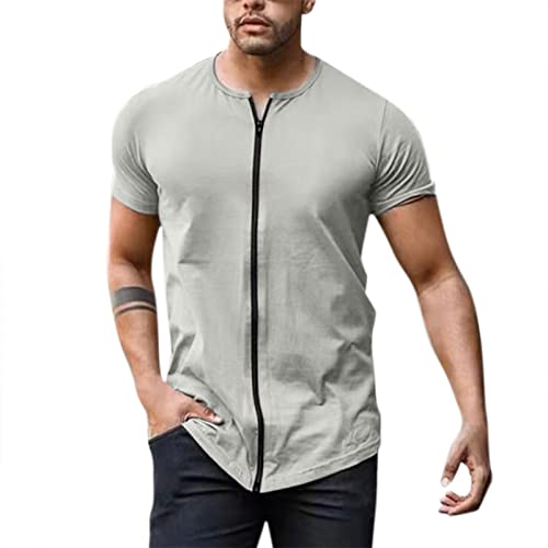 Herren Tshirt Mit Zipper - T-Shirt Mit Reißverschluss Herren Regular...