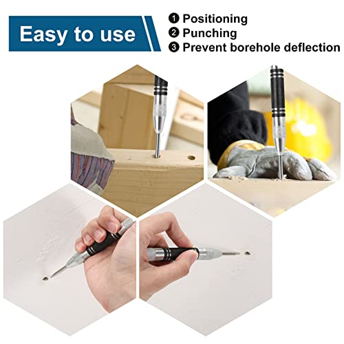 image for 2Pcs Heavy Duty Automatic Center Punch, 5'' Premium Steel Spring Loade
