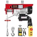 VEVOR Electric Hoist, 440 lbs 120V Electric Winch with 328 ft Wireless & 14 ft Wired Remote Control, 40 ft Single Cable Lifting Height, Single/Double Slings, Lift Hoist for Garage Warehouse Factory