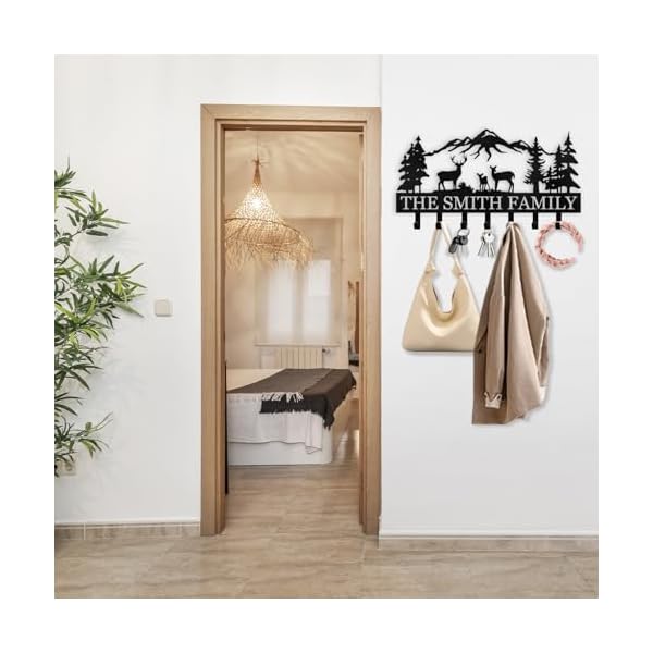 Personalized key holder for wall metal key hooks for wall organizer deer forest theme key rack wall mount key hanger organizer for kitchen entryway hallway office decor  urban country home decor