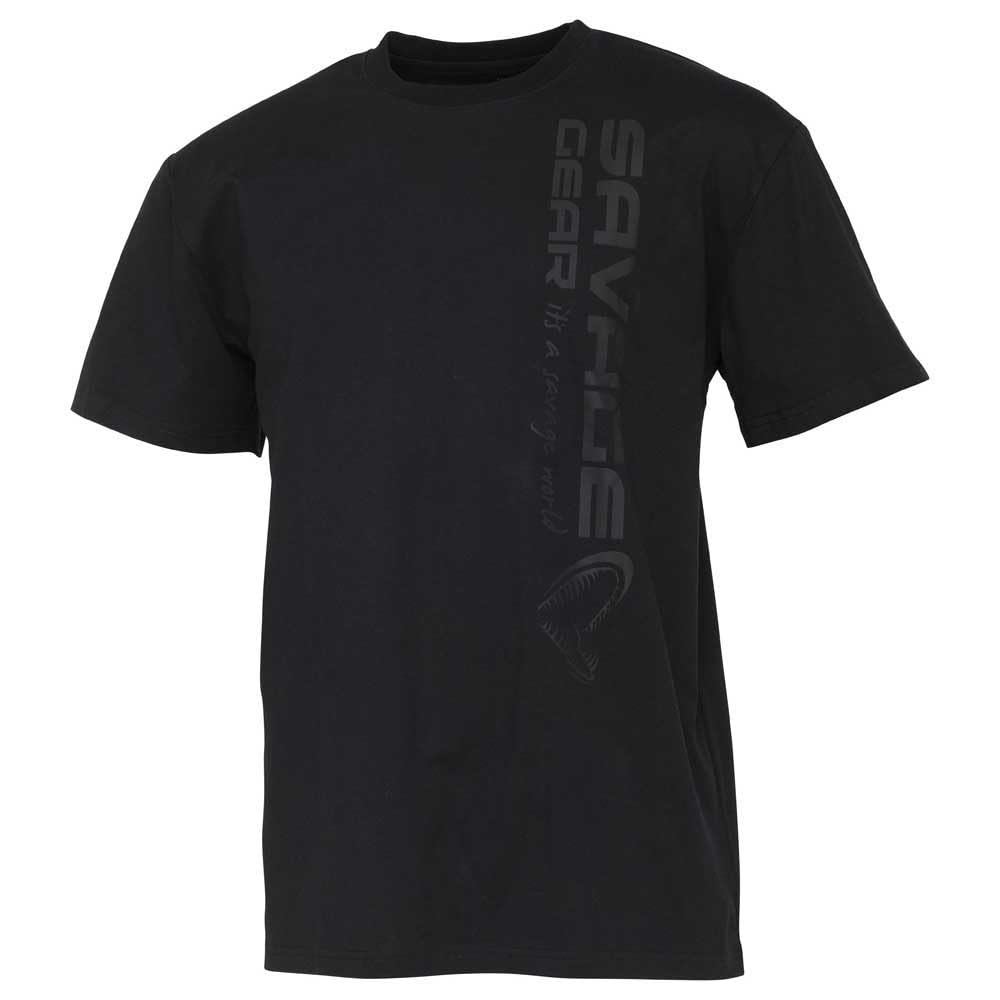 Savage Gear Vertical Logo Tee | Fishing T Shirt for Predator Anglers, Lure Fishing & Outdoor Wear | Soft Cotton Fishing Apparel | Comfortable Fit | Black