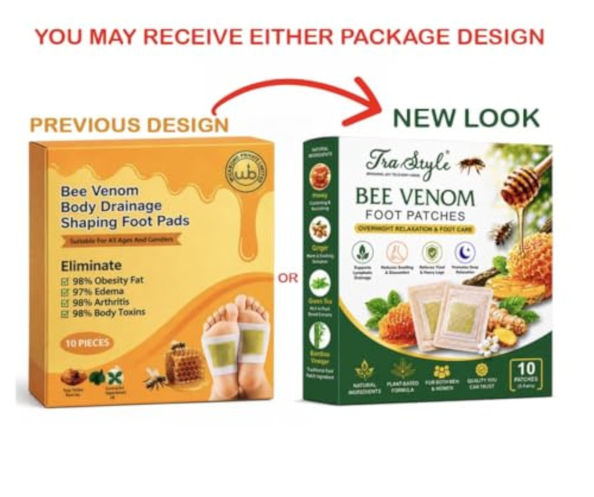 Body Drainage Shaping Foot Pads with Green Tea Extract