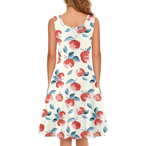 Image of Women's Casual Loose Sundress Midi Sleeveless Crewneck Dress Summer Beach Tank Dress with Pockets