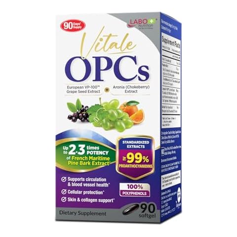 LABO Nutrition Vitale OPCs | Premium European Grape Seed Extract with Aronia, Citrus Bioflavonoids | Supports Circulation, Skin Health and Cellular Protection | 100% polyphenols 90 Softgels Cover