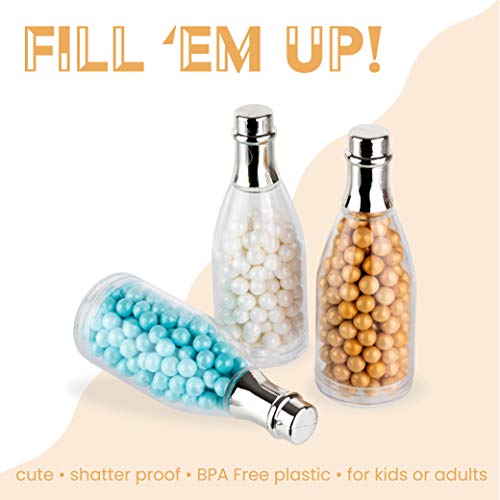 Hammont Champagne Bottle Shaped Acrylic Candy Boxes - 12 Pack - 1.57"X4.13"- Perfect For Weddings, Birthdays, Party Favors And Gifts | Designer Cute Clear Lucite Plastic Treat Containers #TOP4