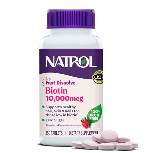 Natrol Biotin 10 000 mcg Fast Dissolve Tablets Strawberry 250 Count