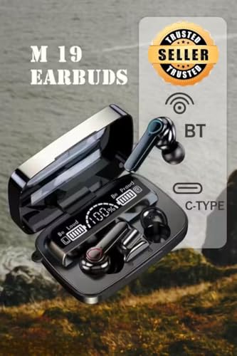 Image of M19 TWS Earbuds with LED Battery Display & Built-in Torch | 30H Playtime, Fast Charging, Bluetooth 5.1, ENC, Deep Bass, IPX7 Waterproof