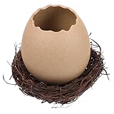 LIFKOME 製卵殻プランター 鳥の巣付き 大型オーストリッチエッグデザイン 花瓶 多肉植物や水耕栽培向け おしゃれなテーブル装飾用