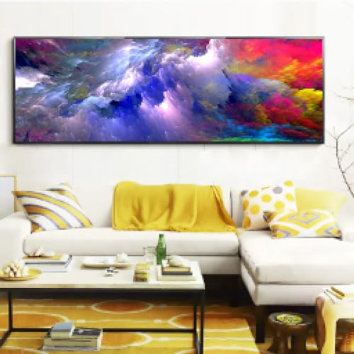 Toile paysage abstrait pour habiller un grand mur vide de salon avec cadre intérieur 60x170 cm