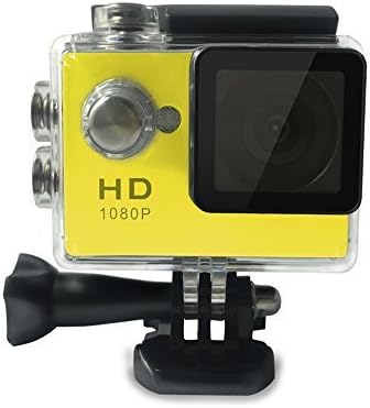 Full HD 1080p Waterproof Action Camera Camcorder, Bicycle Helmet Sport DV,140ยฐWide Angle Lens 2 Inch Sports Camera for Outdoor, Motorbike DVR with Accessories Kit (Yellow)