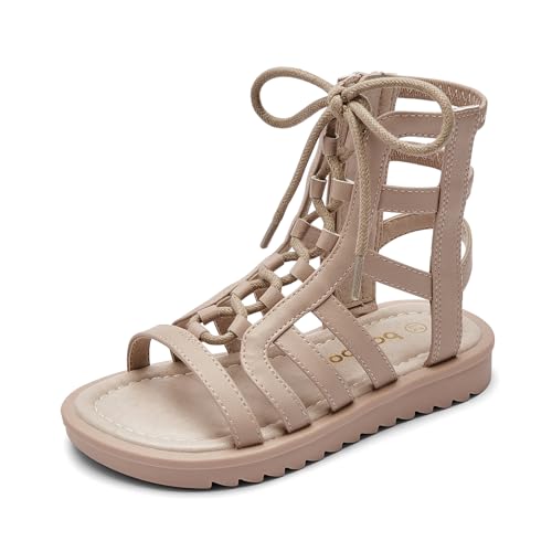Balabala Girls Sandals Gladiator Fisherman Ankle Strap Flat Sandals with Side Zipper Closure, Casual Beach Sandals for Daily Wear and Summer
