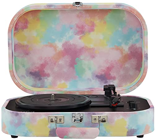 Crosley CR8009B-TD Discovery Vintage Valise Tourne-Disque Bluetooth entrée/Sortie 3 Vitesses Tie-Dye - Les Beatles, Paul McCartney, John Lennon, RIngo Starr, George Harrison Crosley CR8009B-TD Discovery Vintage Valise Tourne-Disque Bluetooth entrée/Sortie 3 Vitesses Tie-Dye