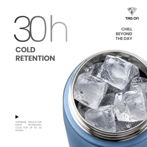 Image of 304 Stainless Steel Water Bottle 500 ml | Hot & Cold | Durable & Leak-Proof | For Office, Home, Kids, School For Women Men | 500ml water bottle | Ice Blue