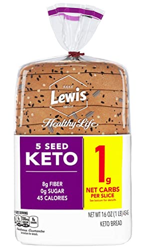 Lewis Bake Shop Healthy Life 5 Seed Keto Bread, 16 Oz 2 Pack - Low Carb - How To Lose weight - Fast Weight Loss - Nutrition - Diabetic Diet - Lose Weight
