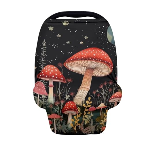 Image of Youngerbaby Mushroom Nursing Cover Carseat Canopy Car Seat Covers for Babies Mom Breastfeeding Scarf Infant Multi Use Cover for Baby Stroller Shopping Cart Feeding High Chair
