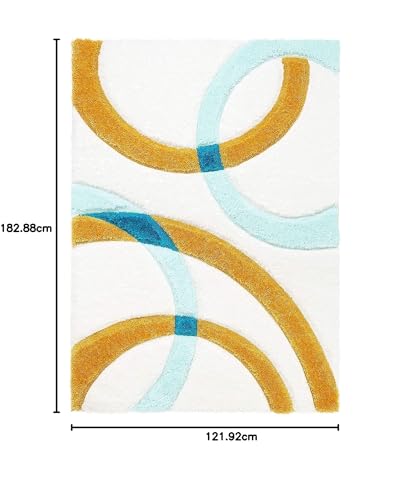 Image of Modern Soft 3D Shaggy Fur Carpets for Living Room Thick Fluffy Rugs for Bedroom, 4x6 feet, Multi Color