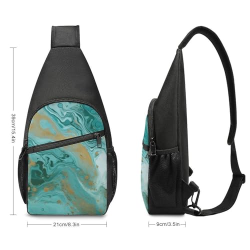 Bolso cruzado sling azul y dorado para viajes miniatura 2
