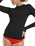 BUBBLELIME Long/Short Sleeve Rashguard for Women UPF 50+ Sun Protection - Basic Long Sleeve_BLACK(1) Medium_BWST001