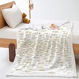LNXSESN Manta Beige Blanco Batamanta Diseño de Doble Cara Mantas para Sofa Suave Manta Polar Lana de Cordero de Franela Mantas Polar Espesar Manta Cama Durable 130x150cm
