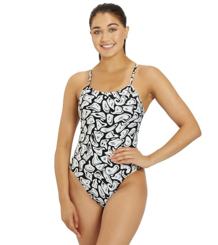 Nike Women's HydraStrong Multi Print Cut Out One Piece Swimsuit White, Size 36