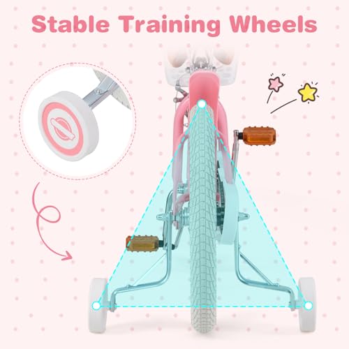 Image of BABY JOY Kids Bike, 12 14 16 18 20 Inch Boys Girls Bike w /Removable Basket | Kids Bicycle with Adjustable Seat & Handlebar, Handbrake & Coaster Brake, Training Wheels or Kickstand (Multi-Color Choices)