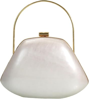 Pearl Acrylic Crossbody Bags for Women Shell Wedding Clutch Removable Chain Strap Purse Metallic Top Handle Handbag