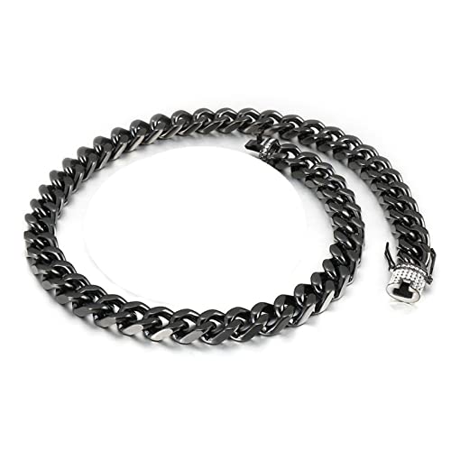 Collier à maillons en acier cadeau idéal, chaîne mixte élégante de 45 à 76 cm avec boîte