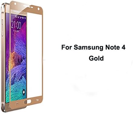 Note 4 Colored Screen Protector[Full Coverage]Aikice 0.26mm 2.5D Gold Color Tempered Glass Screen Protector 9H Hardness for Samsung Galaxy Note 4